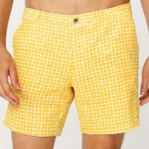 Onia Men's SZ 38 Yellow White The Calder 7.5" Swim Trunk $130.00 NEW - Picture 1 of 7